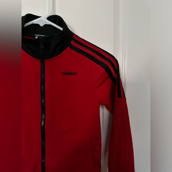 Adidas Red & Black Boy Track Jacket Size 6 - Picture 2 of 10